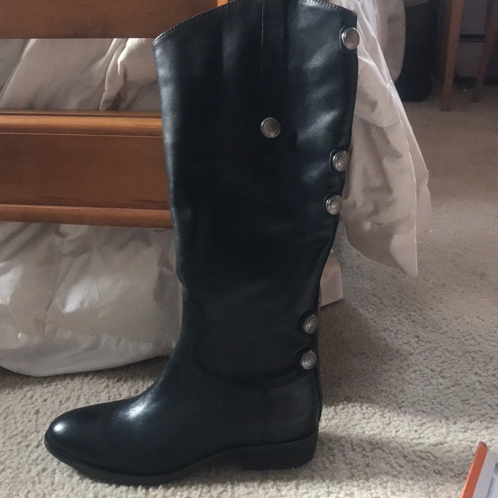 Black leather riding boots